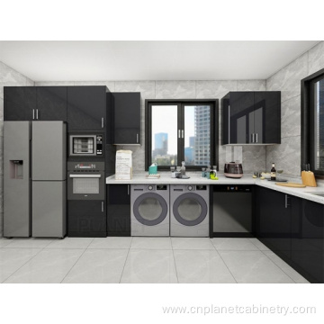 Custom Black Modular Modern Home Kitchen Furniture Cabinet